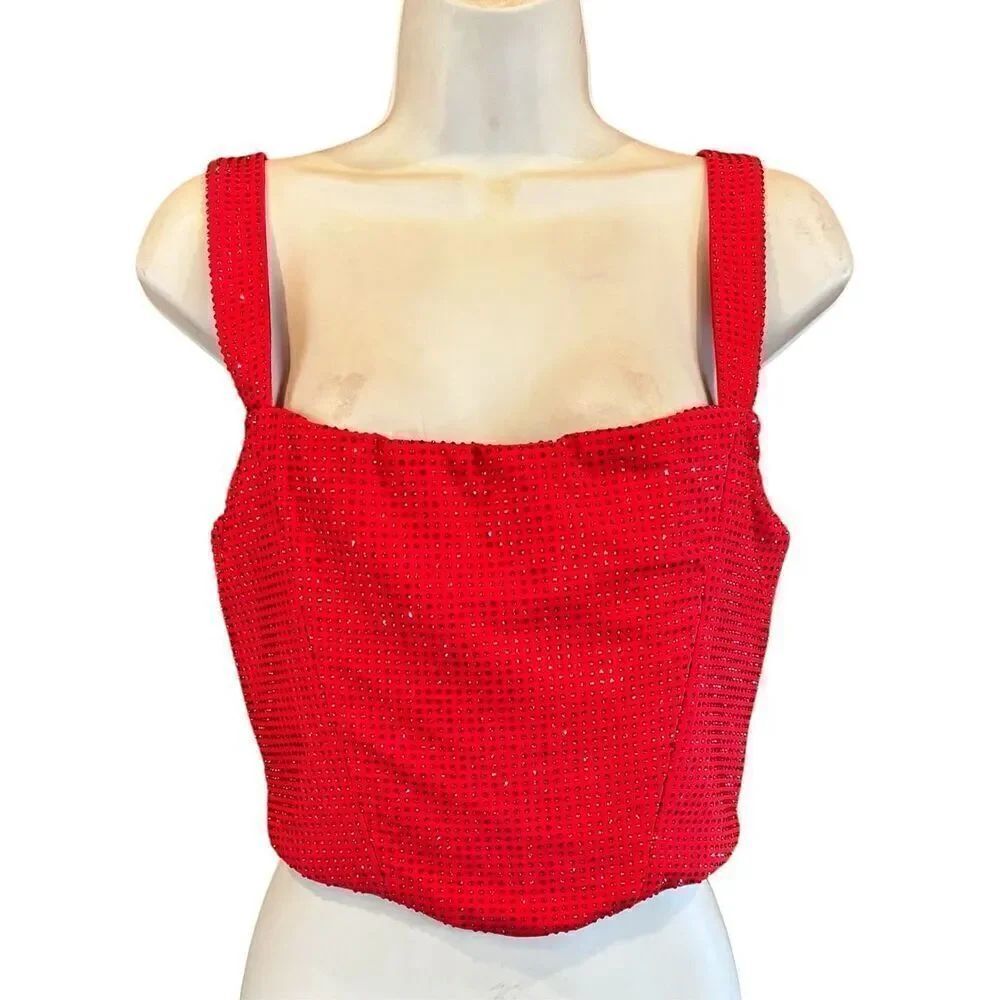 Bronx and Banco Maraya Blanc Rhinestone Corset Top in Res NWT Size 6